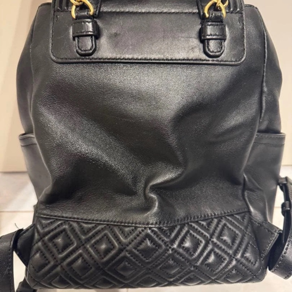 Tory Burch Navy Quilted Backpack - Picture 4 of 4